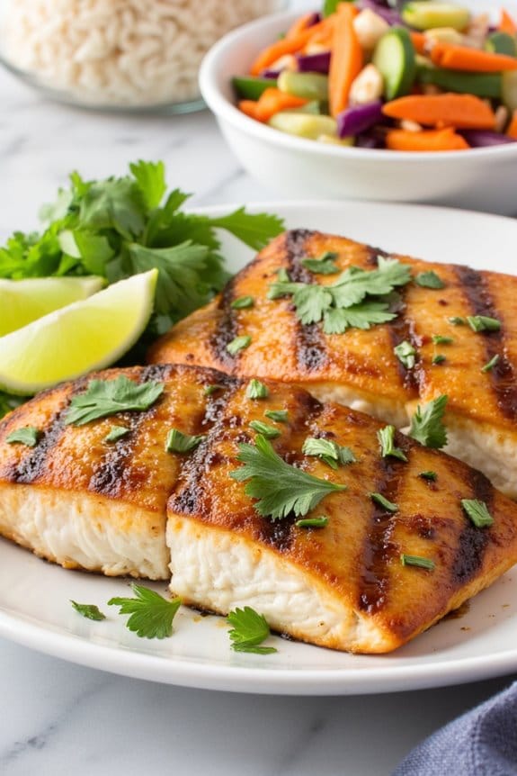 asian flavored grilled halibut