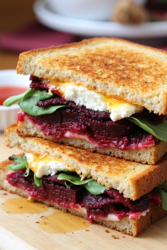 autumn beet goat cheese sandwich