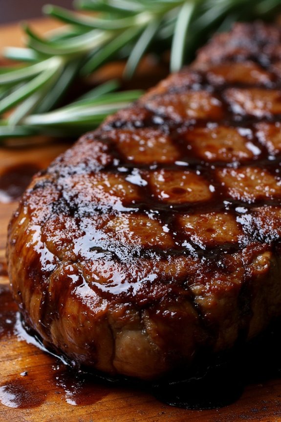 balsamic glaze enhances grilled steak