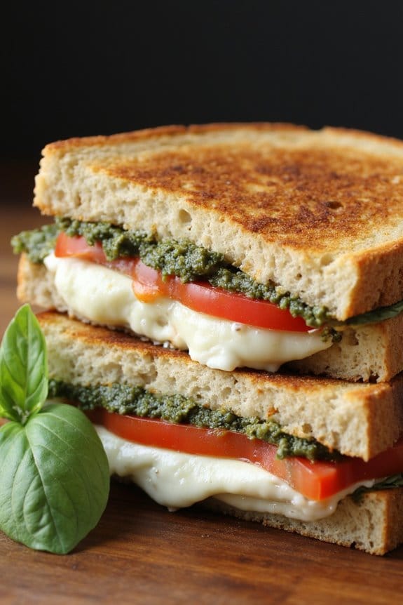 basil pesto caprese grilled cheese
