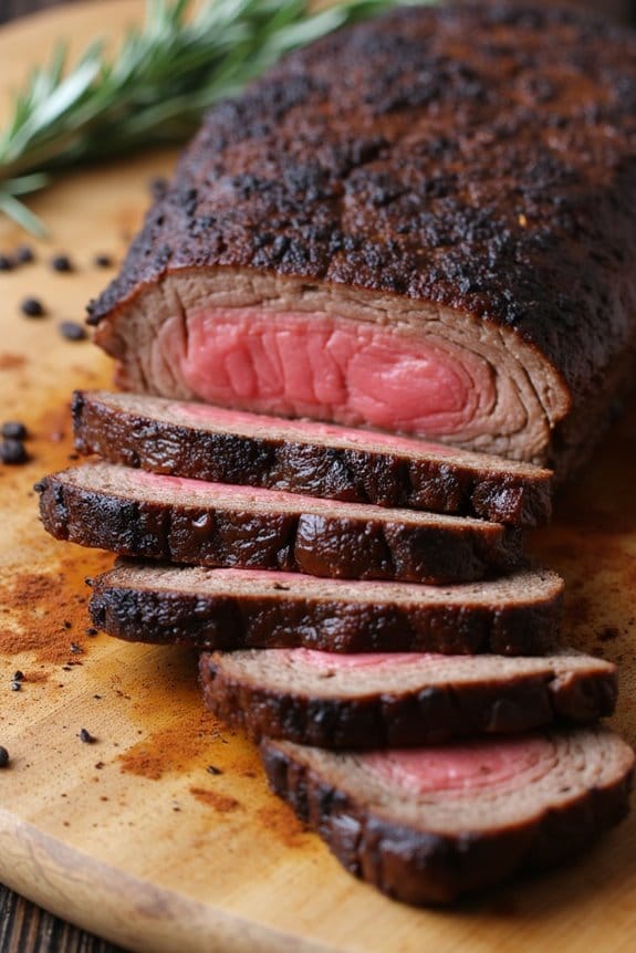 bold coffee rubbed flank steak
