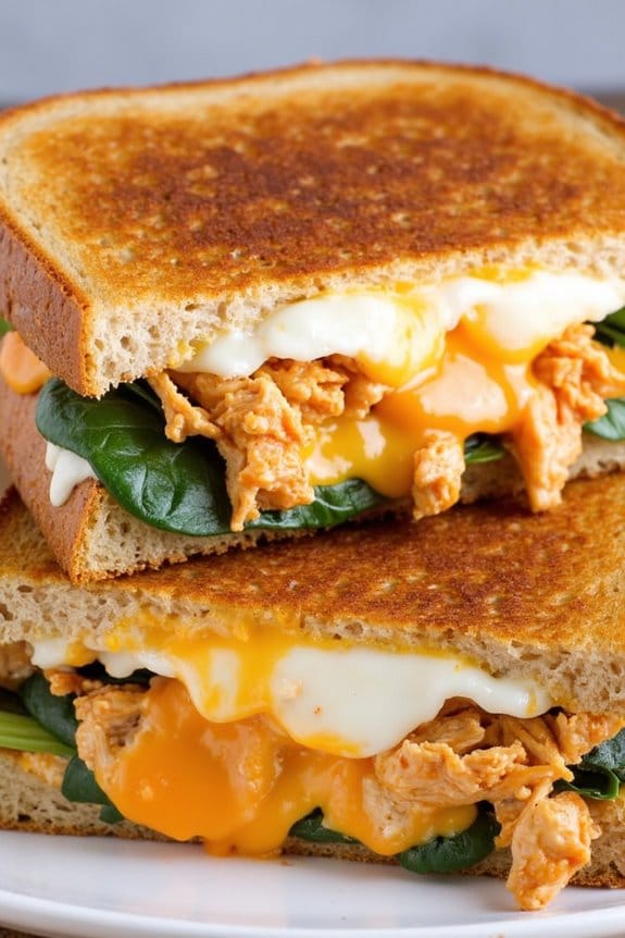 buffalo chicken spinach grilled cheese
