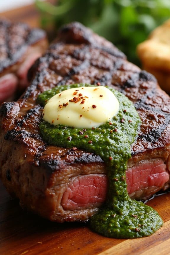 chimichurri steak with garlic butter