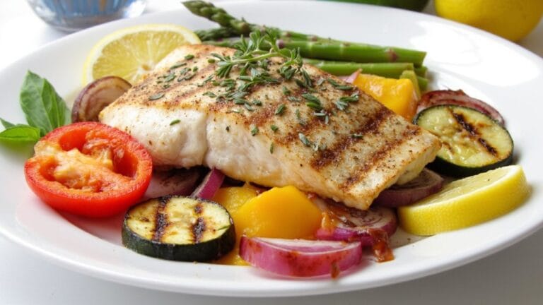 colorful grilled fish plates