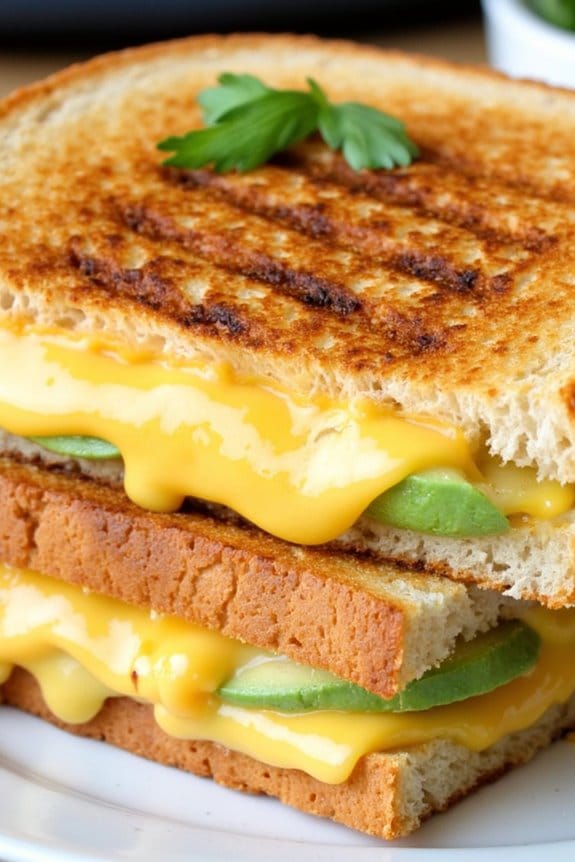 creamy avocado cheddar sandwich