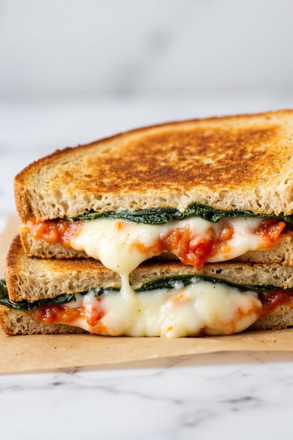 creamy kimchi spinach sandwich