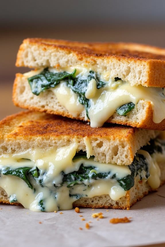 creamy spinach artichoke sandwich