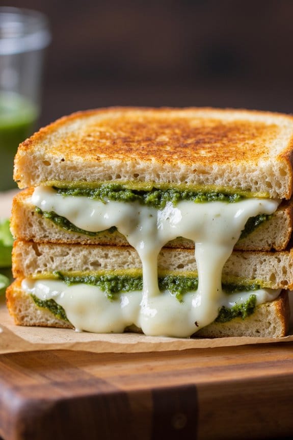 delicious basil pesto grilled cheese