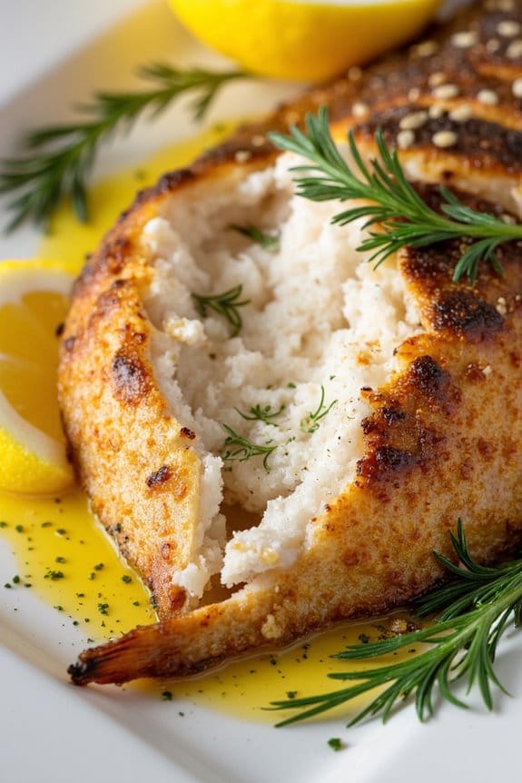 exotic salt crusted grilled fish