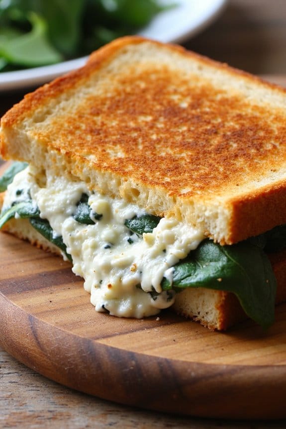 feta spinach grilled cheese delight