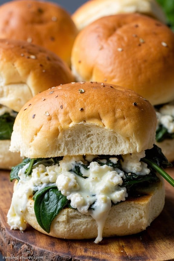 feta spinach grilled cheese sliders