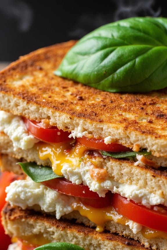 feta tomato grilled cheese delight