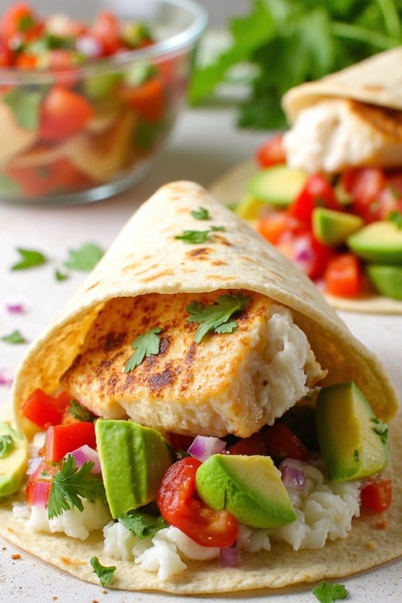 fresh fish avocado wraps