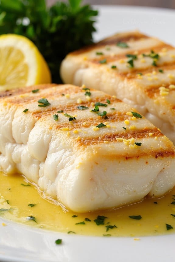 garlic butter grilled halibut