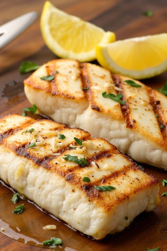 garlic butter grilled halibut
