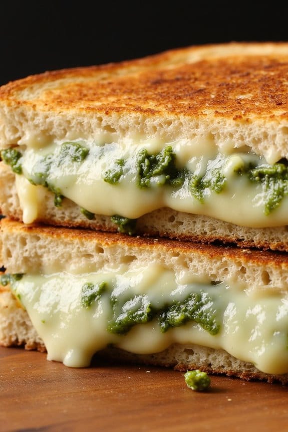 gouda pesto grilled cheese delight