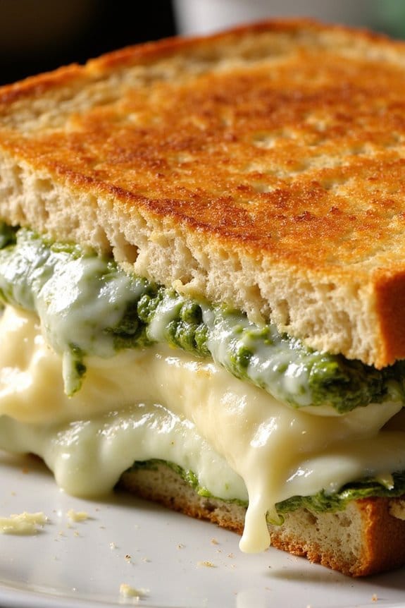 gourmet garlic pesto grilled cheese