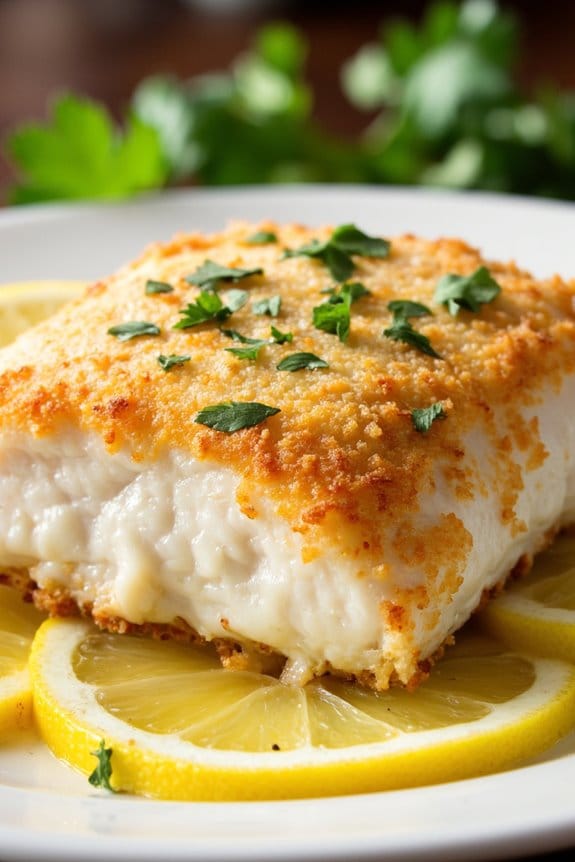 gourmet halibut with parmesan