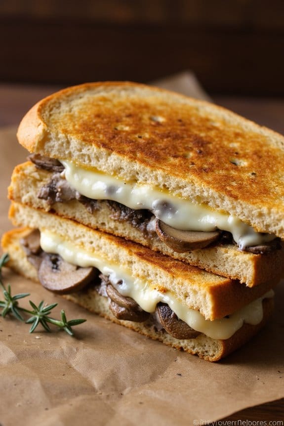 gourmet mushroom cheese sandwich