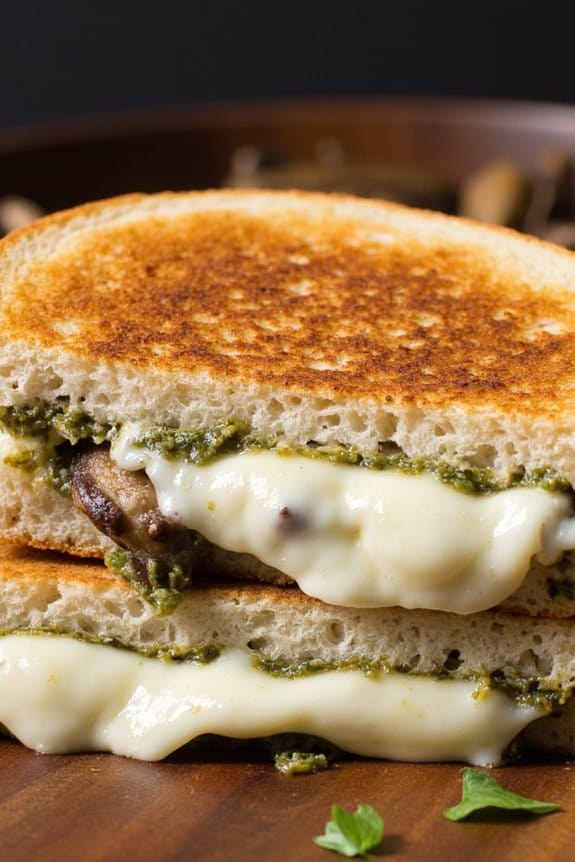 gourmet mushroom pesto sandwich