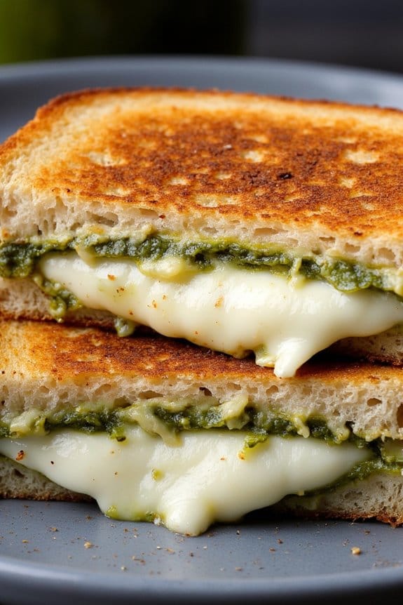 gourmet pesto almond grilled cheese