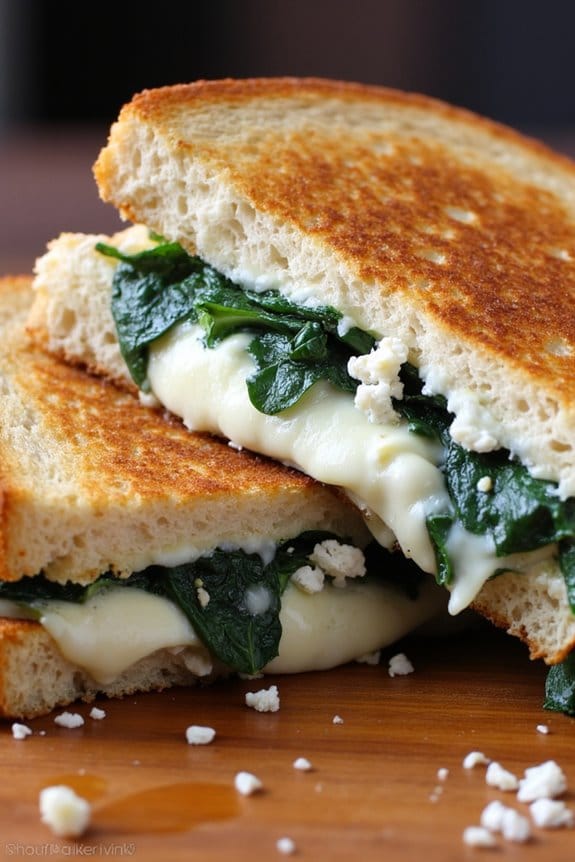 gourmet spinach feta grilled cheese