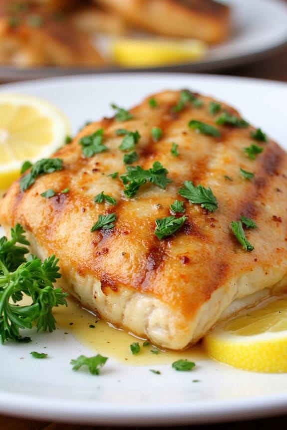 grilled barramundi with garlic butter