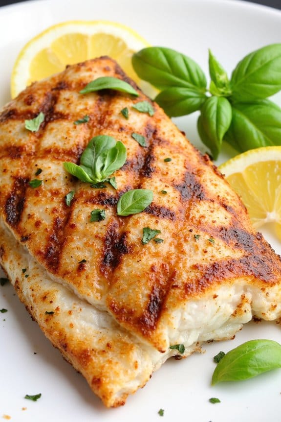 grilled fish with basil marinade