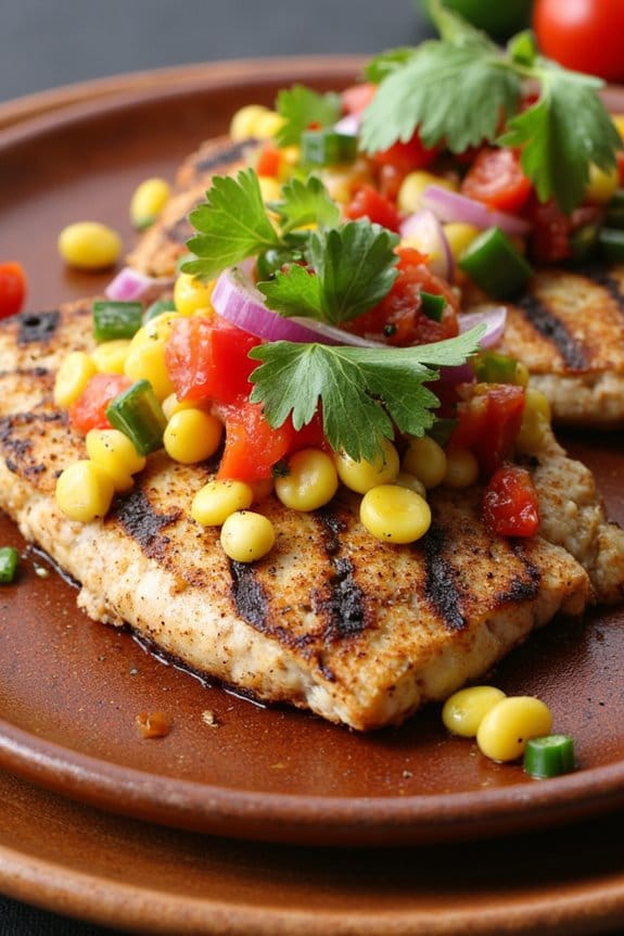 grilled fish with corn relish