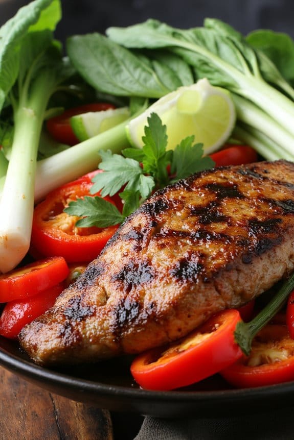 grilled fish with vegetables