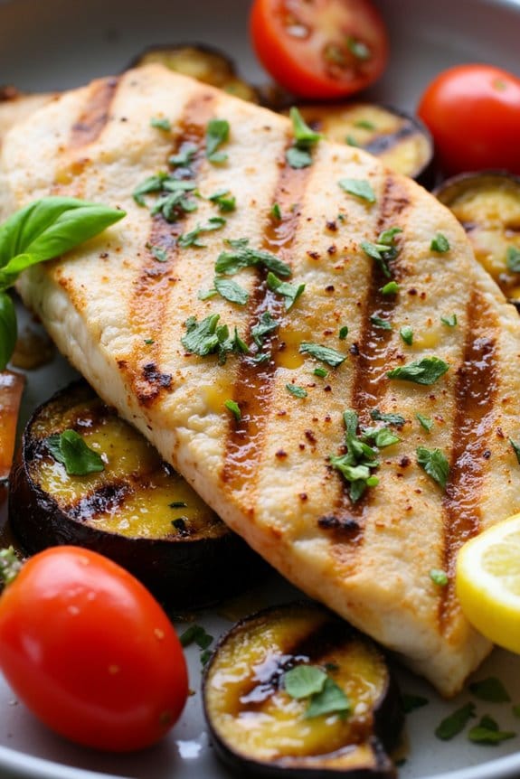 grilled fish with vegetables