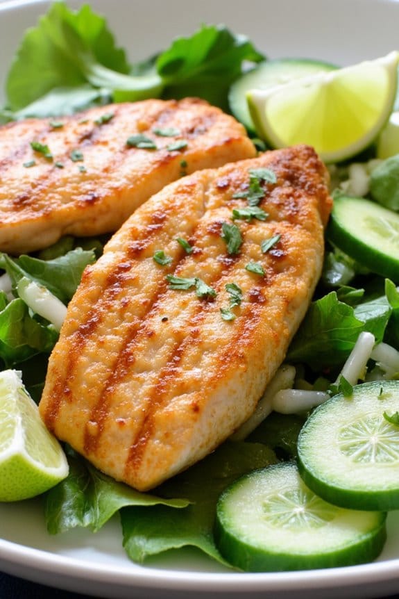 grilled ginger soy snapper salad