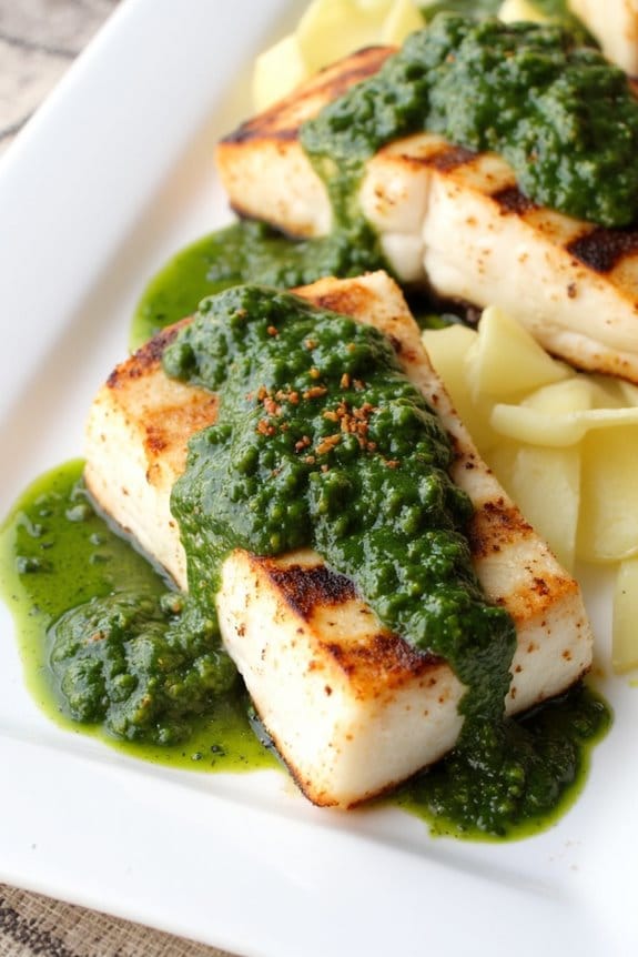 grilled halibut with chimichurri