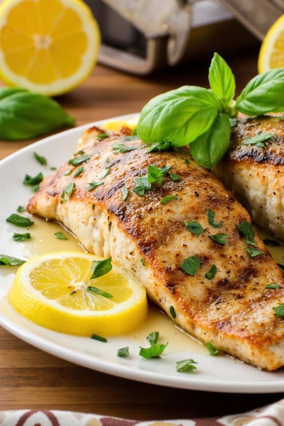 grilled lemon basil sea bass