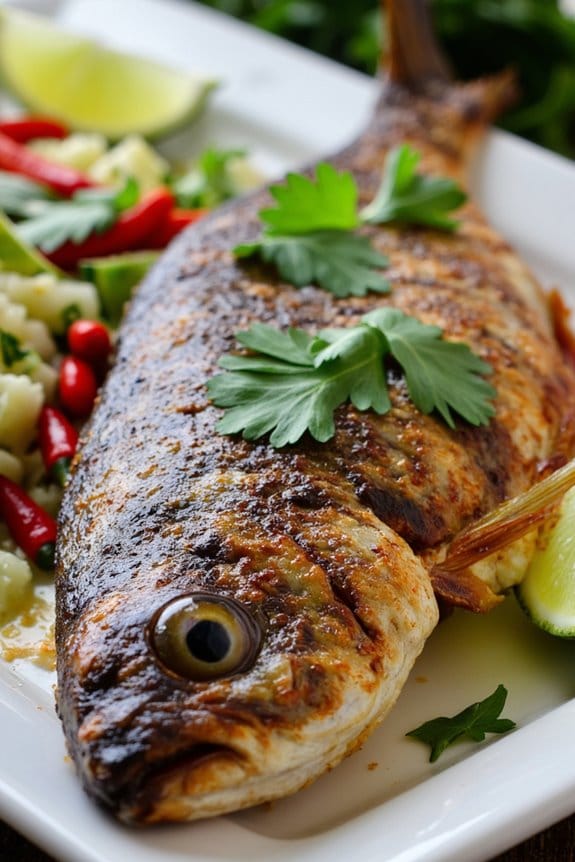 grilled mackerel with coconut