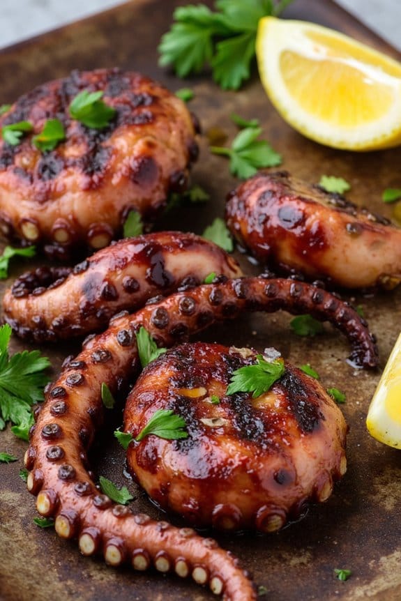 grilled octopus with lemon