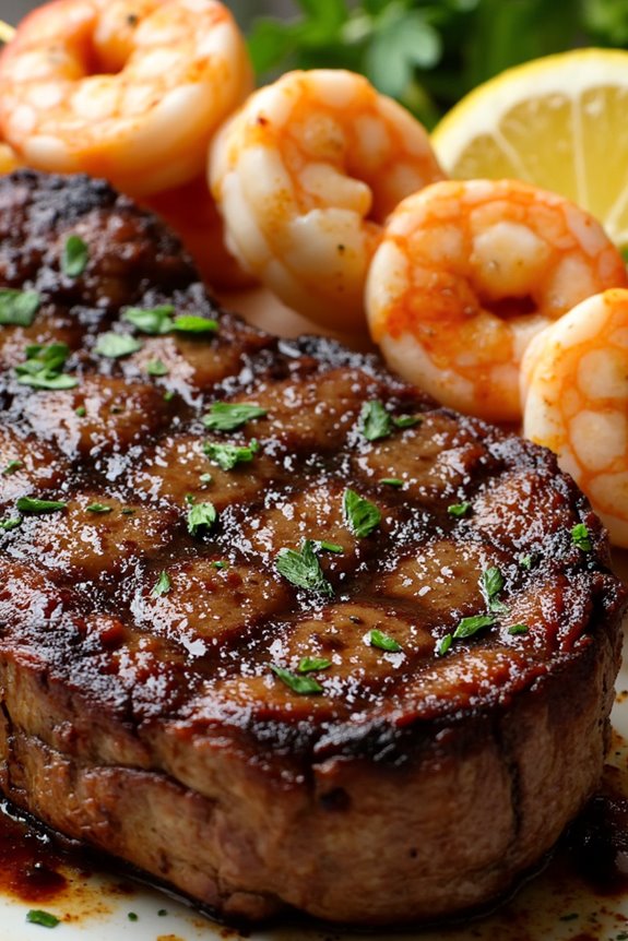 grilled ribeye and garlic shrimp