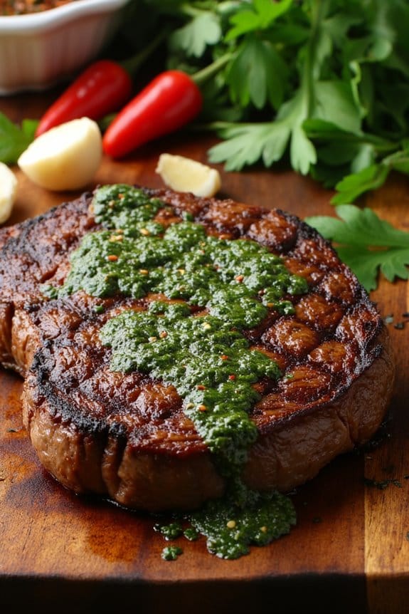 grilled ribeye with chimichurri