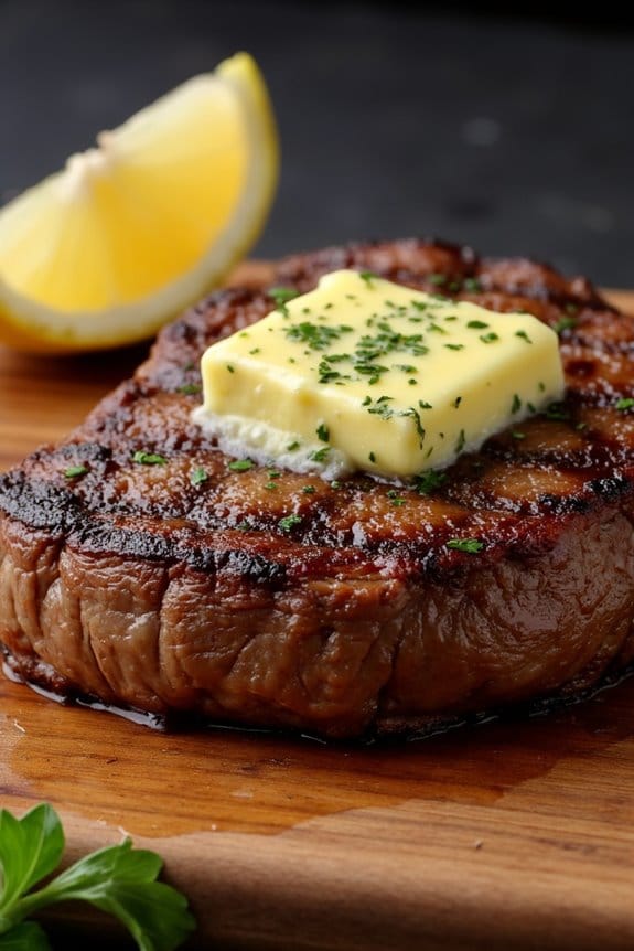 grilled ribeye with herb butter