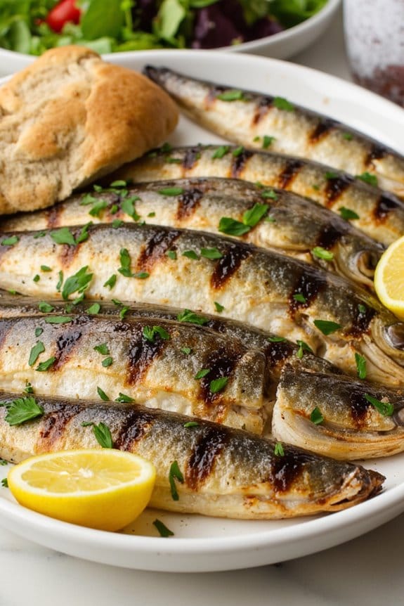 grilled sardines with lemon