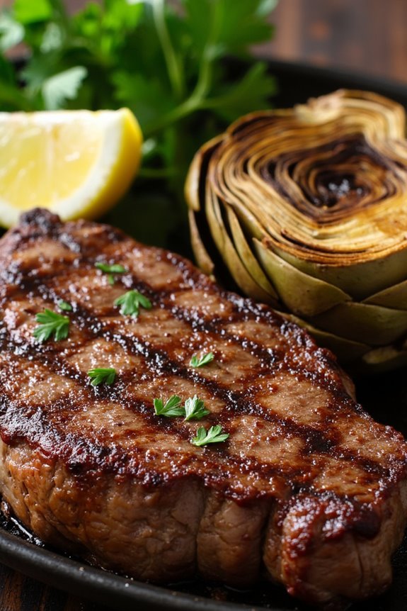 grilled steak and artichokes