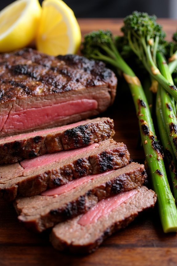 grilled steak and broccolini