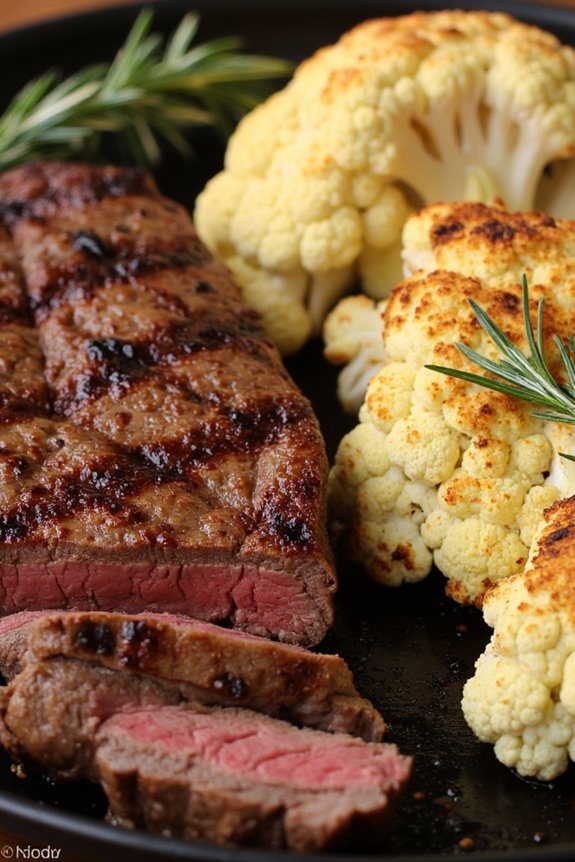grilled steak and cauliflower