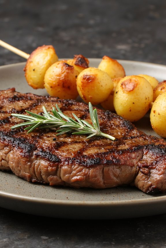 grilled steak and rosemary potatoes