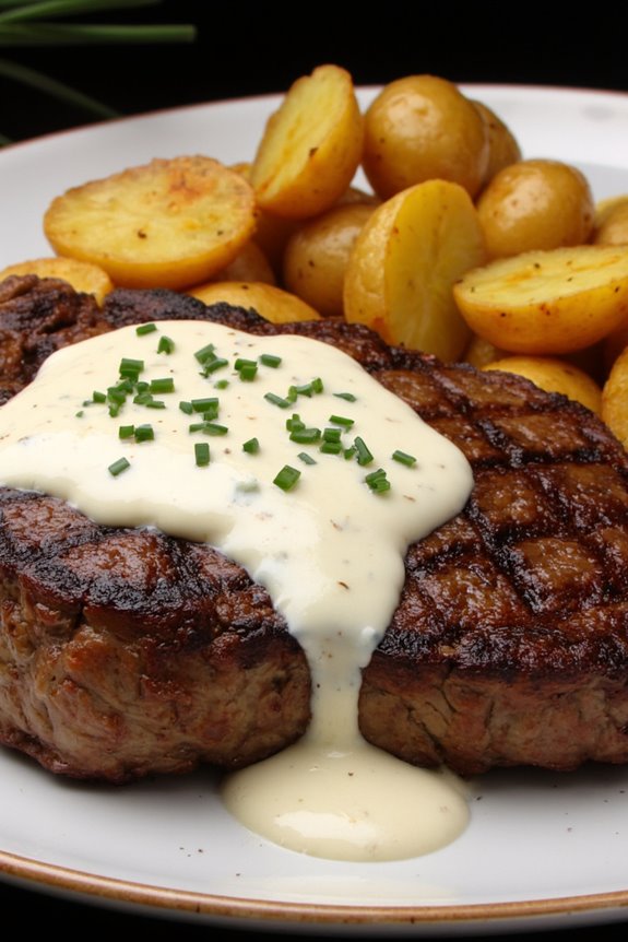 grilled steak with blue cheese