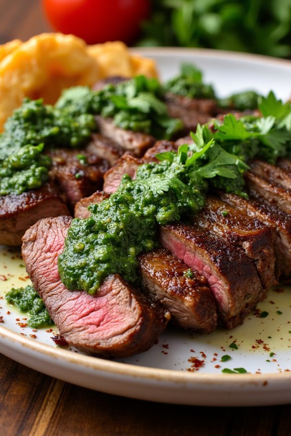 grilled steak with chimichurri sauce