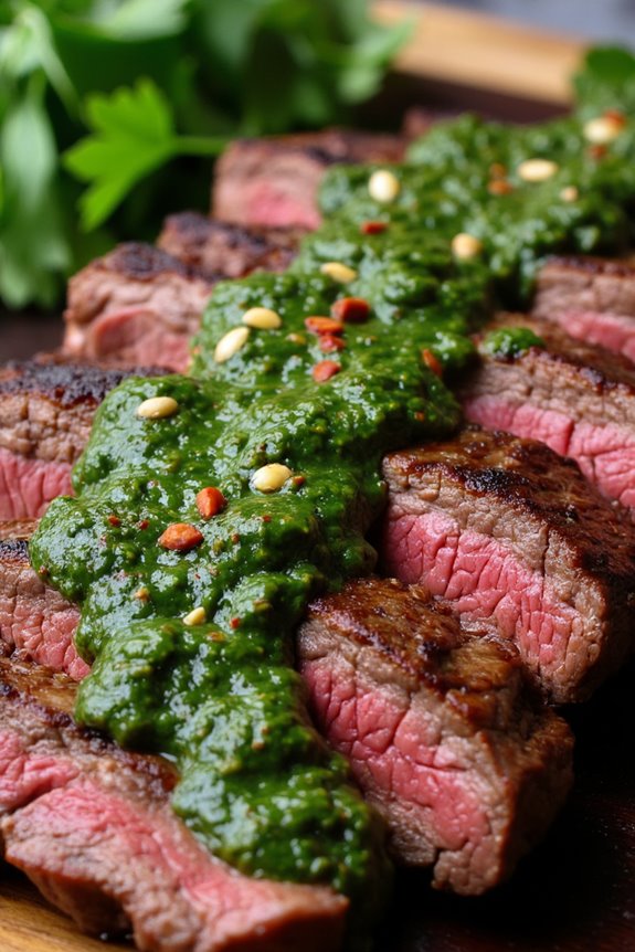 grilled steak with chimichurri sauce