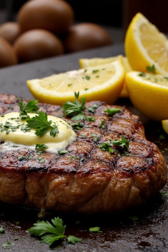 grilled steak with garlic butter