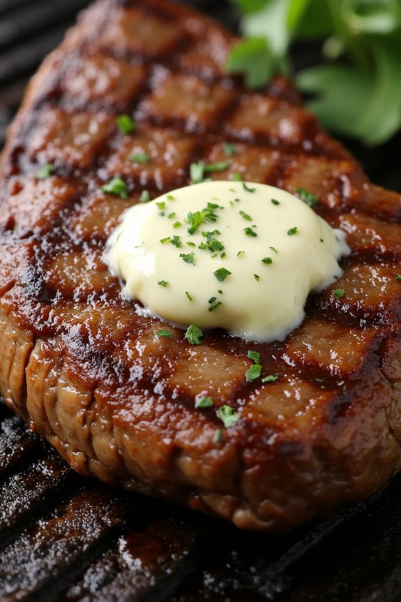 grilled steak with herb butter