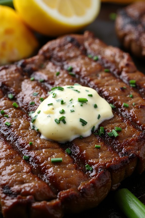 grilled steak with herb butter